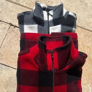Pacer Plaid Fleece Jacket Womens Red Black White Size PS Lot Of 2
